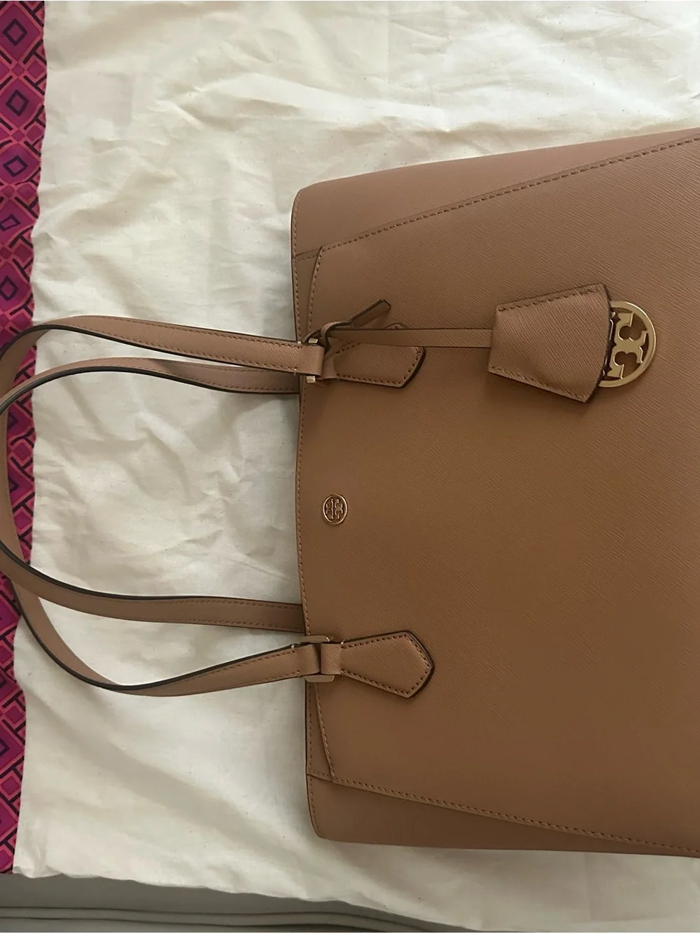 Tory Burch Robinson Leather Tote in Cardamom